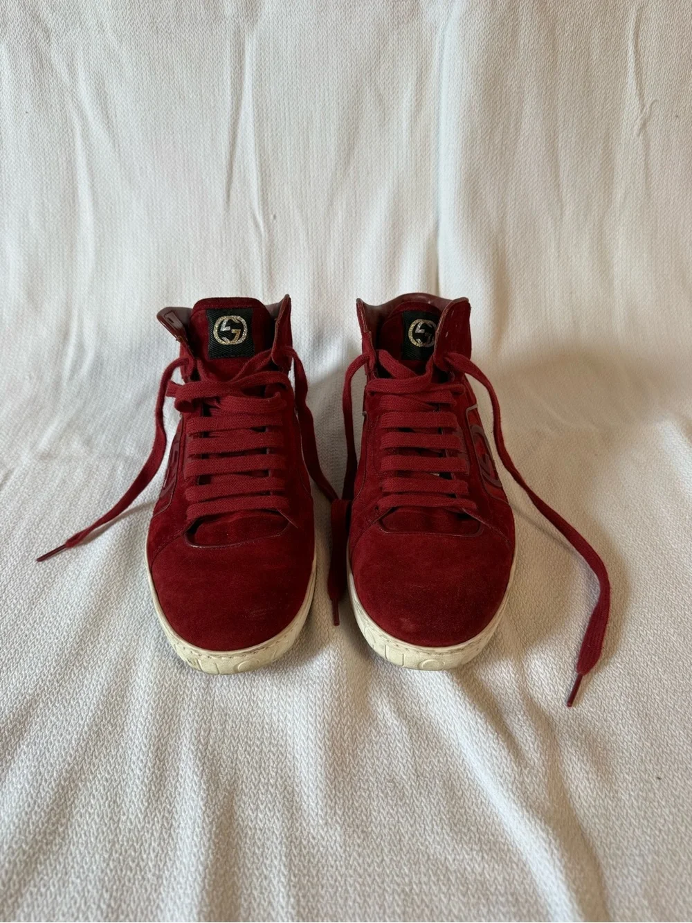 Gucci Men's Burgundy Suede High-Top Sneakers
